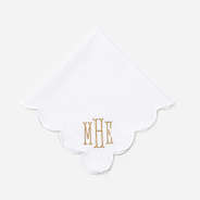 Monogrammed Scalloped Napkin in White