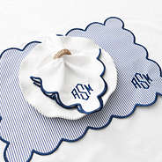 navy scalloped napkin table setting