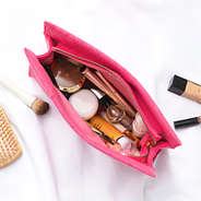 hot pink terry toiletry bag inside shot