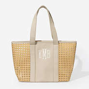 monogrammed caning tote bag