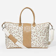 monogrammed leopard weekender in neutral  leopard