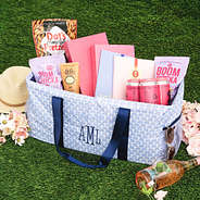 blue shells monogrammed wire top extra large tote packed