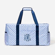 monogrammed wire top extra large tote in blue shells