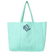 monogrammed essential tote in mint