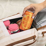 inside of khaki stripes dual compartment cooler