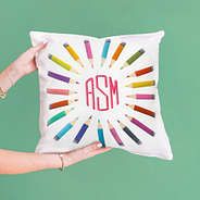 personalized colored pencils pillow in hands
