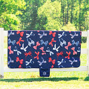 patriotic bows picnic blanket hanging on fence