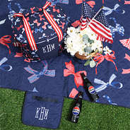 patriotic bows picnic blanket with cooler