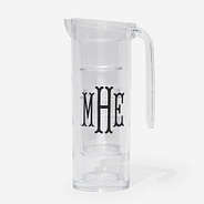 monogrammed acrylic pitcher with nesting cups in clear