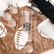 gameday with personalized acrylic pitcher with nesting cups in clear
