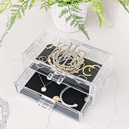 monogrammed two drawer jewelry organizer open
