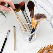 clear makeup brush holder top view