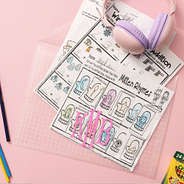 kids artwork in monogrammed file document holder