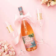 Personalized acrylic champagne glass flatlay