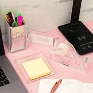 Personalized Business card holder stand with office supplies