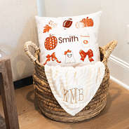 harvest grid fall pillow sham in basket