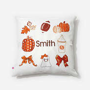 Monogrammed Fall Pillow Sham in Harvest Grid