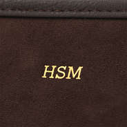 brown suede tote up close