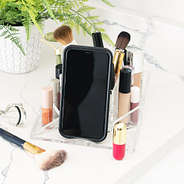 phone on personalized makeup organizer