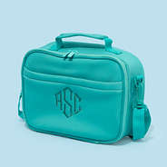 personalized neoprene lunch bag in teal