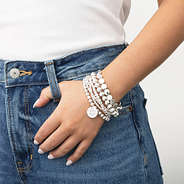 silver lightweight bracelets on girls wrist