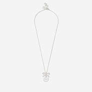 Monogrammed bow necklace in silver
