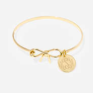 Monogrammed bow bangle in gold