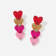 Layered Heart Earrings in Pink