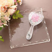 pink purse brush on acrylic tray