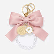 monogrammed bag charm keychain in pink