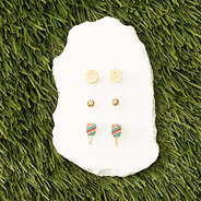 pickleball earring set on white and green background