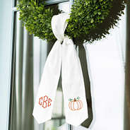 pumpkin wreath sash on door
