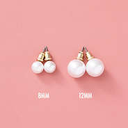 8mm and 12mm pearl earrings on pink