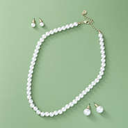 pearl necklace 8mm 12mm earrings nm on green