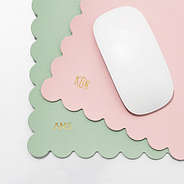 Pink and mint scalloped mouse pad detail shot
