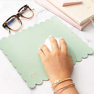 mint scalloped mouse pad on office desk
