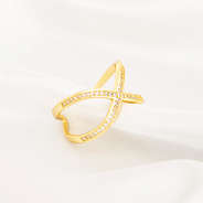 gold adjustable criss cross ring on cloth