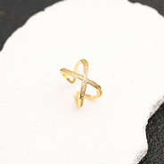 gold adjustable criss cross ring on white stone