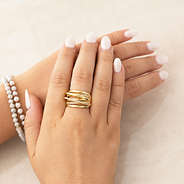 Chunky layered ring on hands