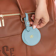 mint monogrammed luggage tag on weekender