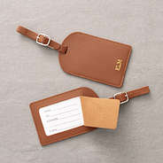 brown luggage tag