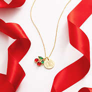 cherry necklace with ribbons