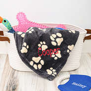 black tan dog blanket in basket