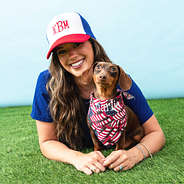flag dog bandana on dog with peyton