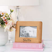 personalized pet photo frame with dog flowers and books