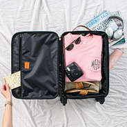 inside of carry-on monogrammed suitcase