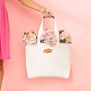 oklahoma state tote holding flowers