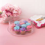 personalized cake tray with cover with cup cakes inside