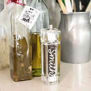 clear dual salt & pepper mill with oil and utensils