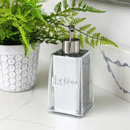 clear lotion dispenser with greenery